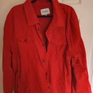 Men's Red Button up Shirt Jacket XXL by Goodfellow